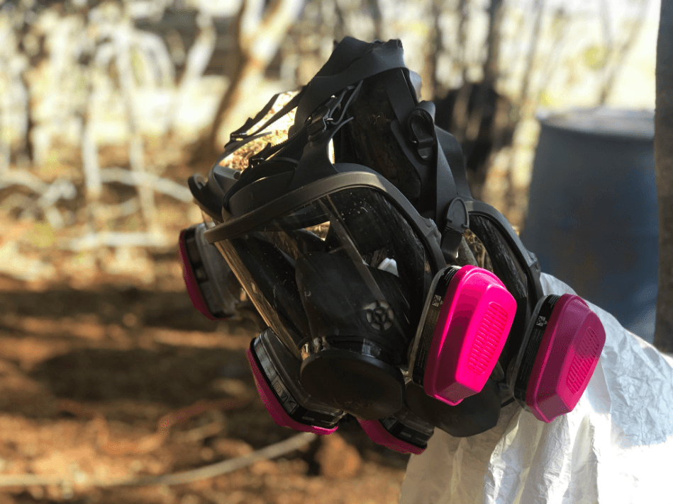 Cooks wear special masks to protect themselves during the fentanyl cooking process that lasts between six and eight hours.