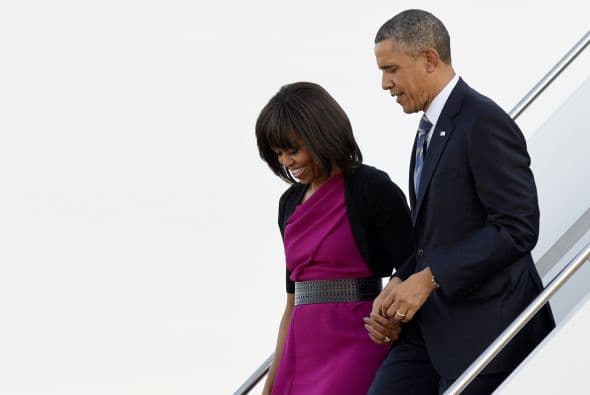 Barack Obama y la primera dama a su llegada a Texas.