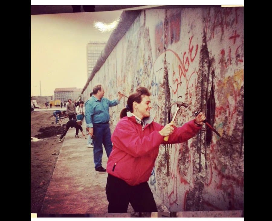 Rep. Kathy Castor of Tampa posted this photo on Twitter to record her excitement in 1989 at the fall of the Berlin Wall, which ended decades of communism in Eastern Europe.
<br>