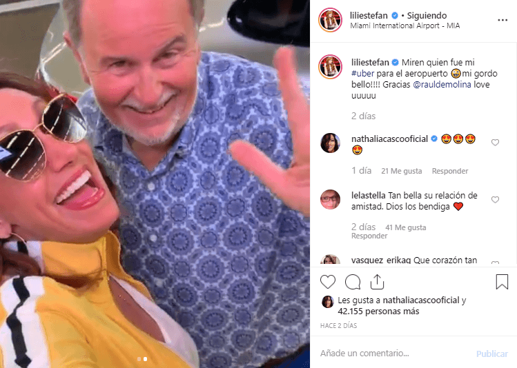 La Flaca agradeció el gesto de El Gordo con esta publicación que hizo en Instagram y, a su vez, Raúl le deseo buen viaje.