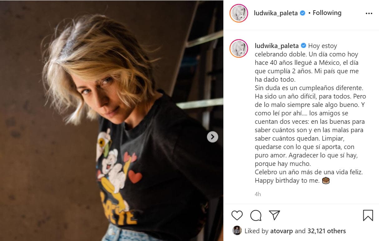 "¡Hoy estoy celebrando doble! Un día como
<b><a href="https://www.instagram.com/p/CILlmyoA4c1/" target="_blank"> hoy hace 40 años llegué a México</a></b>, el día que cumplía 2 años. Mi país que me ha dado todo", escribió junto a esta foto.
<br>