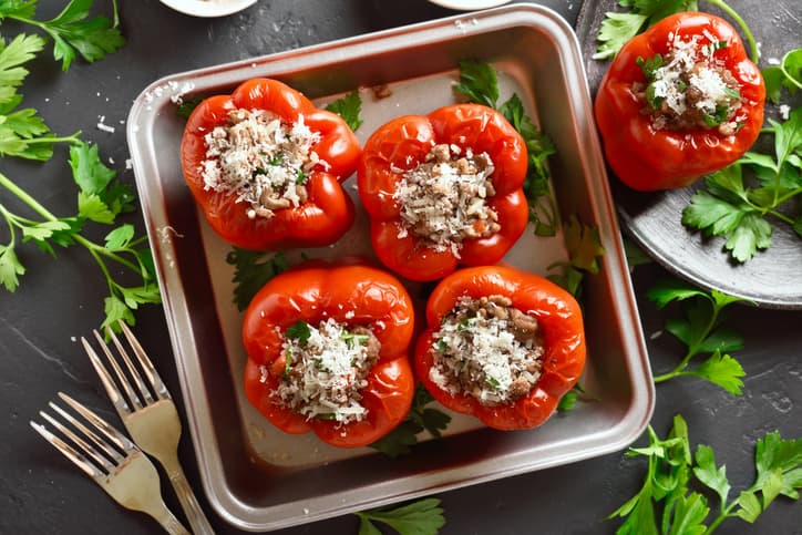 Pimientos rellenos de pavo y queso | Reto 28