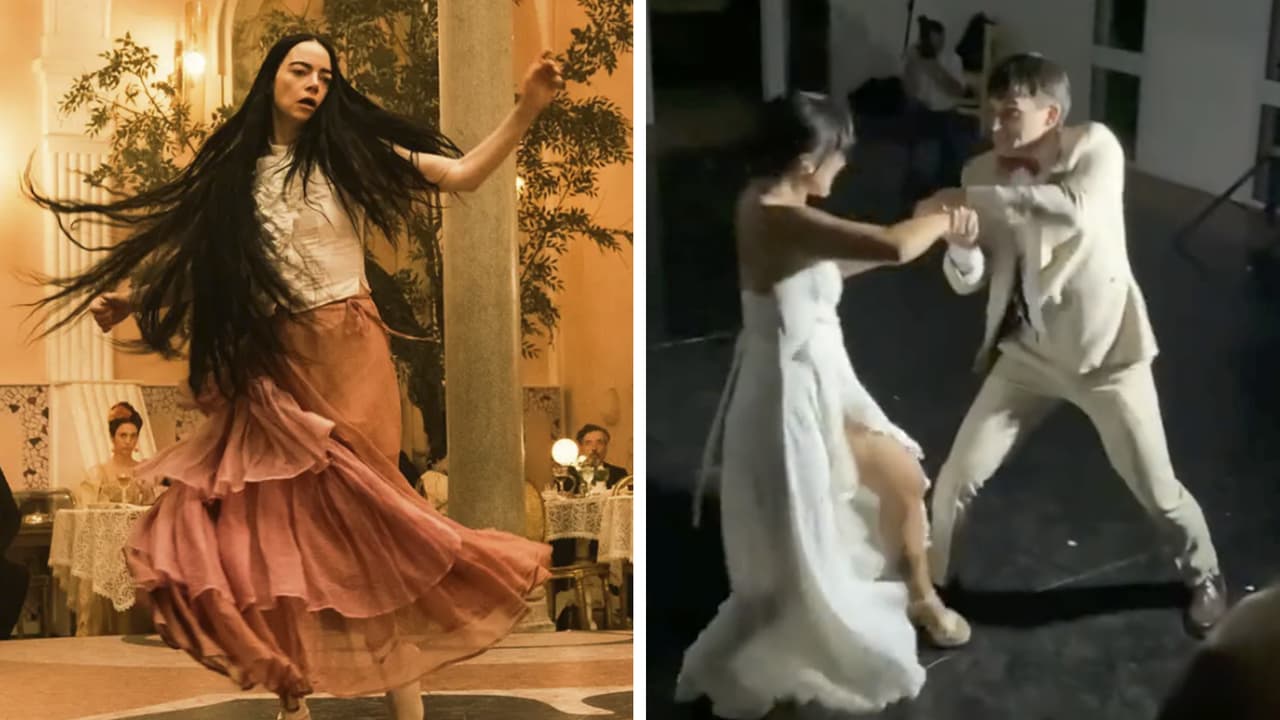Novios recrean icónico baile de ‘Poor Things’ como vals en su boda, pero les llueven críticas
