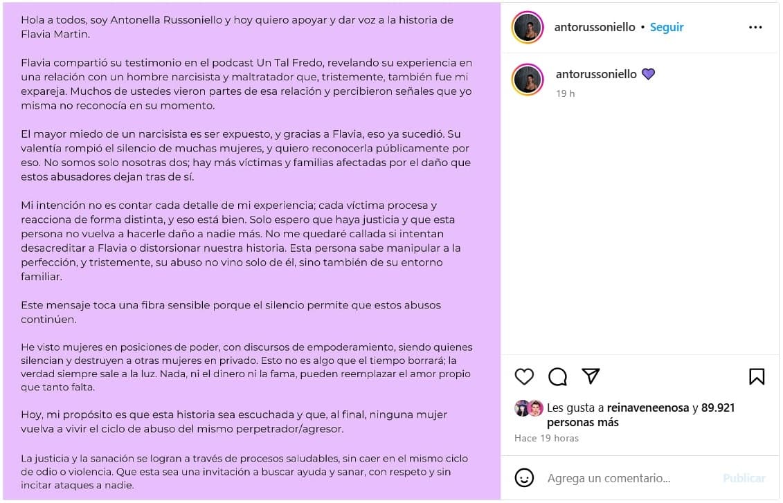 Antonella Russoniello apoyó a Flavia Martin.