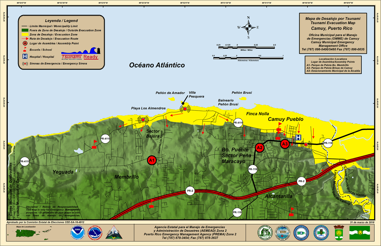 Mapa de desalojo de Camuy
