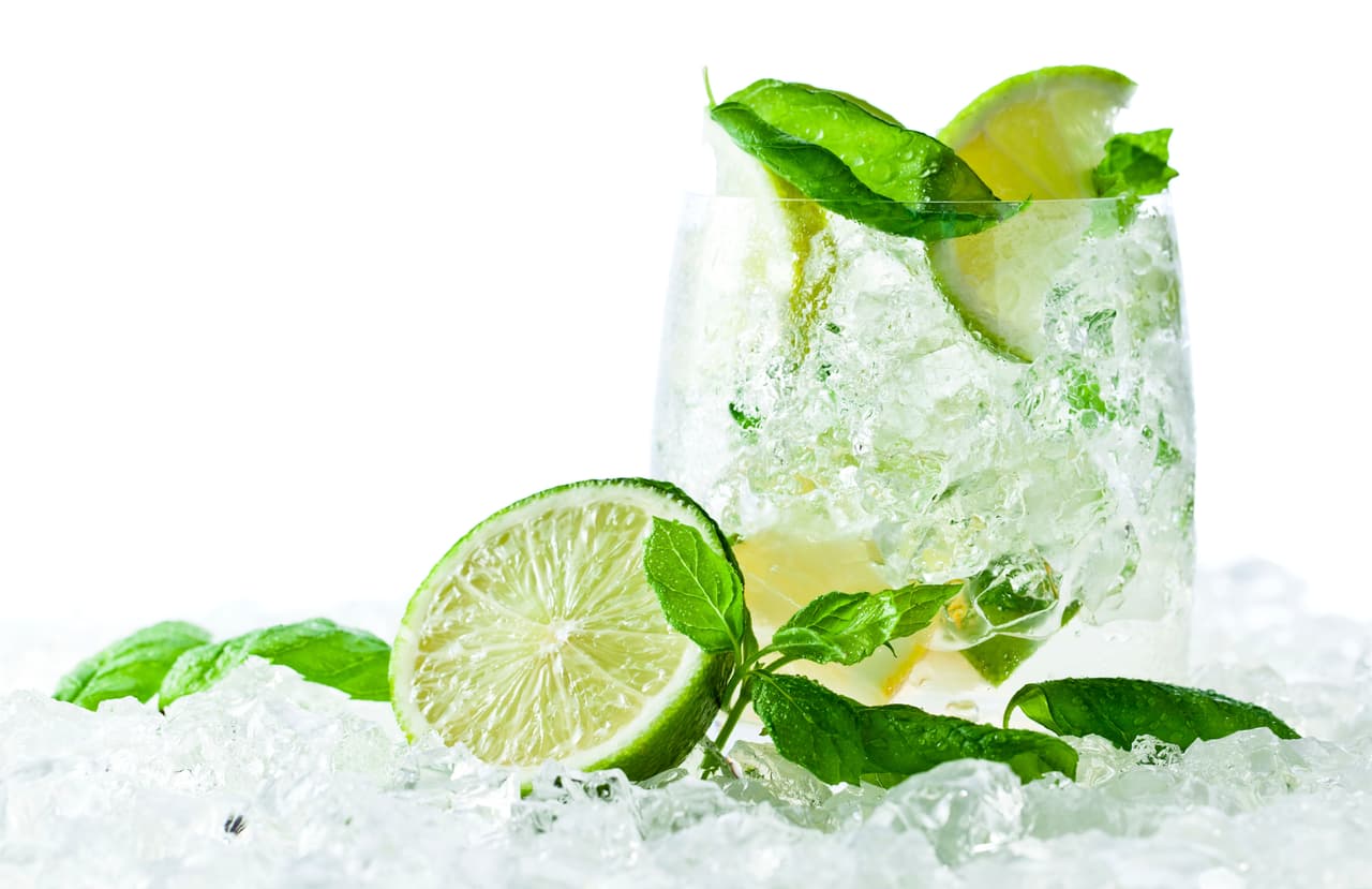 Agrega 1 taza de soda lima-limón libre de azúcar, ½ taza de ‘ginger ale’ sin azúcar y el jugo de medio limón. Mezcla y decora con una ramita de menta fresca.