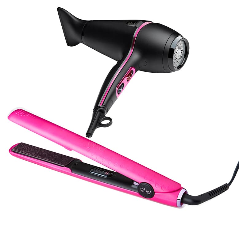 ELECTRIC PINK, Ghd, 
<a href="http://www.ghdhair.com/us/ghd-pink/ghd-v-electric-pink-styler">Ghdhair.com</a>, secadora, $119 dólares, plancha $199 dólares | La marca ha recaudado 10 millones de dólares en los últimos 12 años. Este dinero se ha donado a diversas organizaciones que luchan contra el cáncer de mama, ahora desean llegar a los 11 millones de dólares. ¿Te unes y compras una plancha para el pelo?
<br>