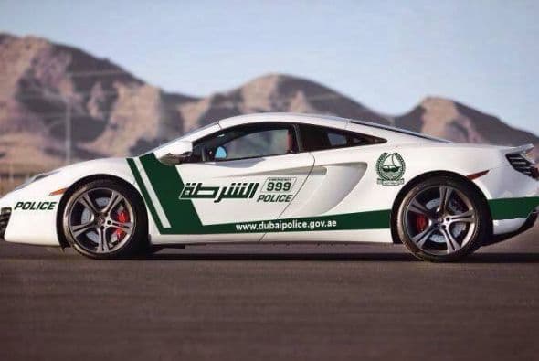 Policía de Dubai: McLaren MP4-12C- Motor V8 Twin-Turbo 3.8 Lts. Potencia 616 HP Velocidad Máxima 213 mph (341 km/h) Aceleración (0-60mph) 3.2 segundos Precio US$241,800
