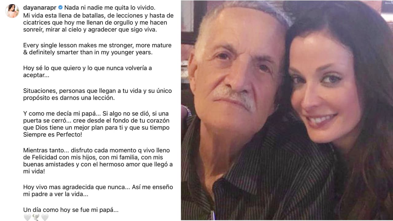 Esta fue la emotiva carta que Dayanara Torres le dedicó a su padre, a 5 años de su muerte.