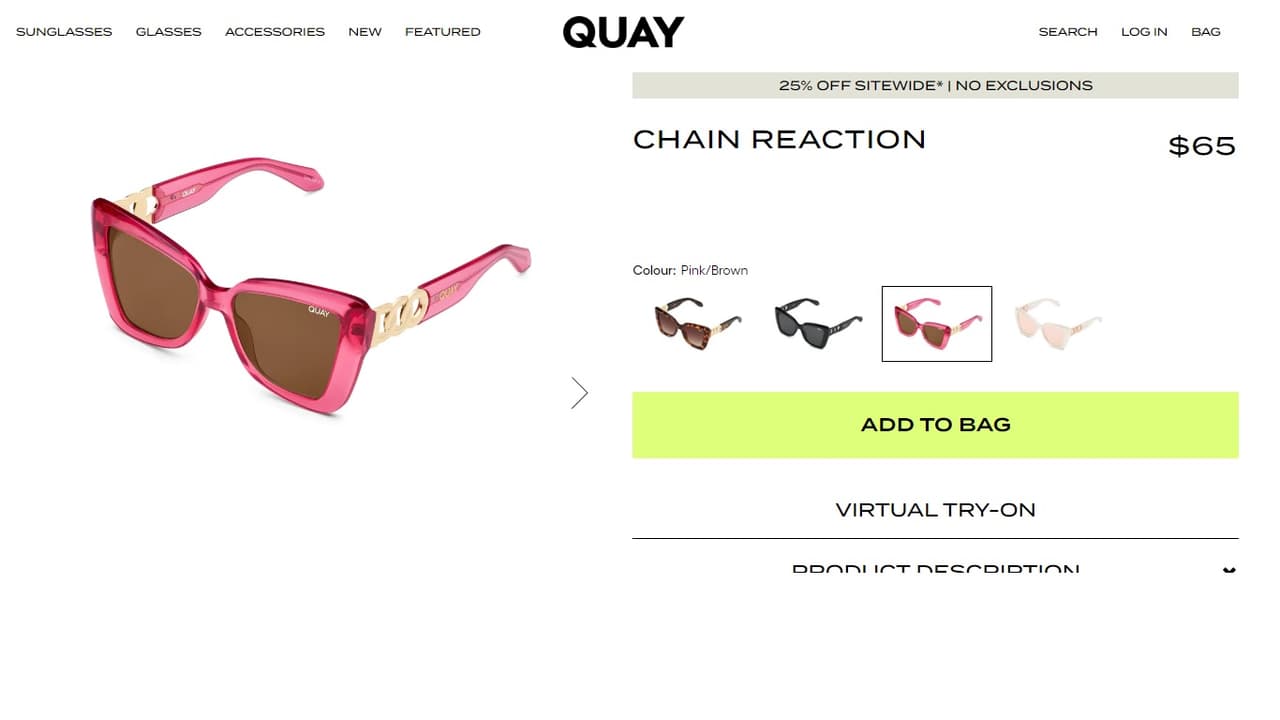 En la página oficial de la marca, conocida por sus precios económicos y diseños de moda, se puede constatar que las gafas cuestan 65 dólares y están disponibles en cuatro colores.
<br>