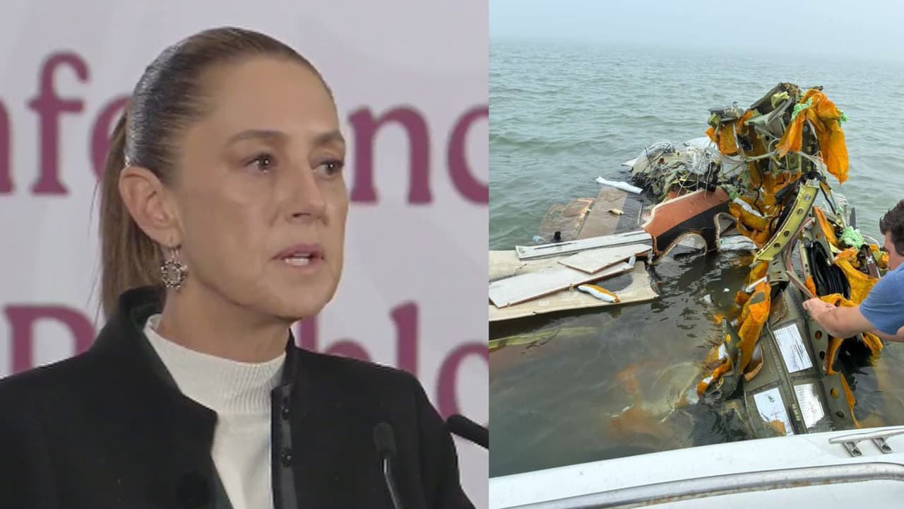 Presidenta de México da detalles de accidente aéreo en Galveston: buscan posible sexta víctima mortal