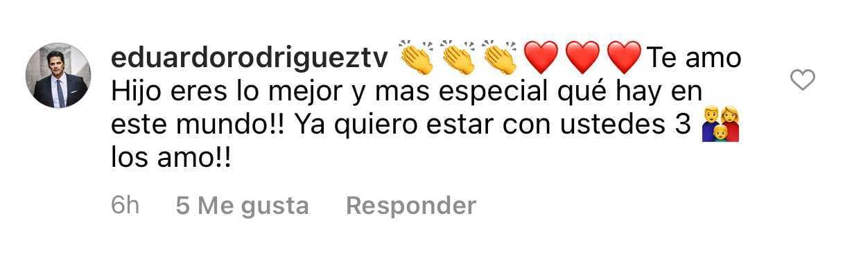 Desde México, su exesposo Eduardo Rodríguez, también dejó por sentado la alegría que le dio la noticia. 
<br>