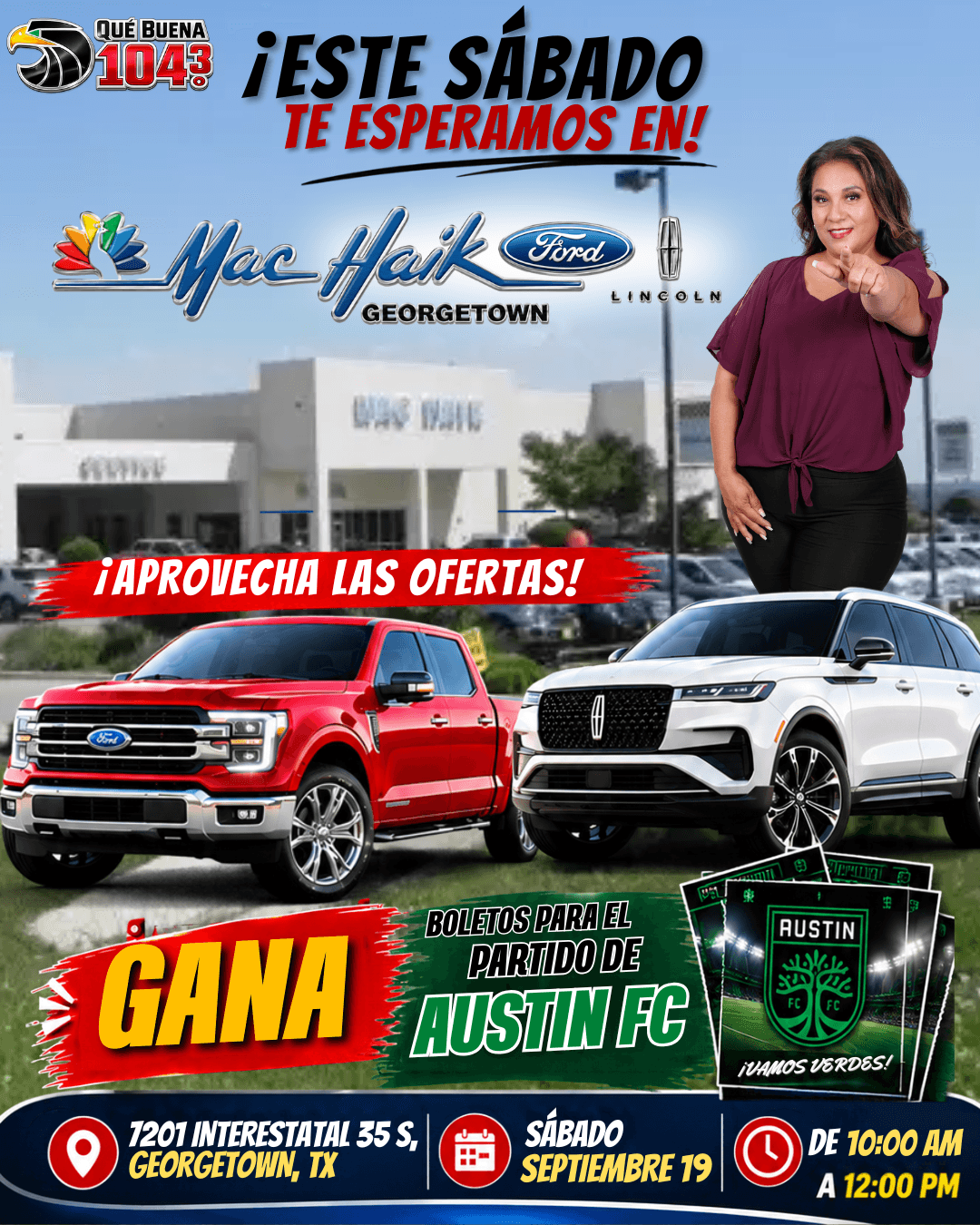 🚘✨ ¡Acompañanos desde Mac Haik Ford Lincoln en  Georgetown!