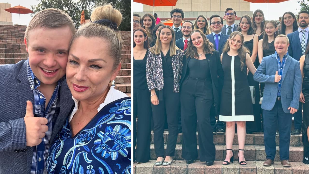 Leticia Calderón acompañó a su hijo Luciano en su graduación.