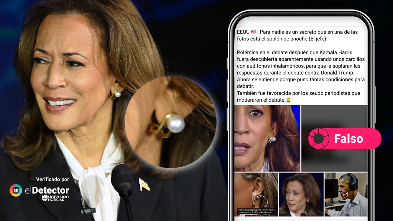 Es falso que los aretes de Kamala Harris en el debate eran un apuntador, como afirman en redes sociales 