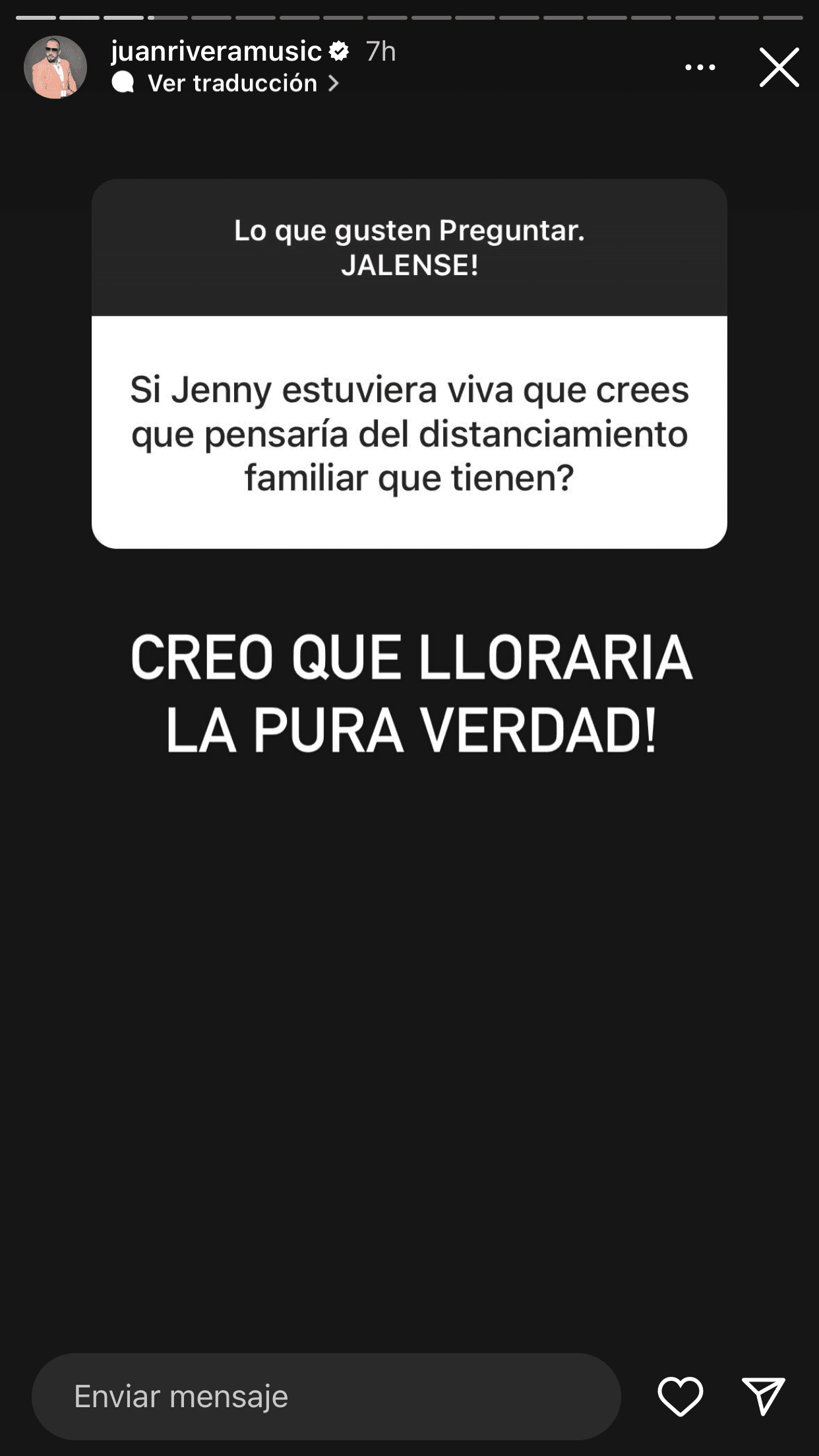 Juan Rivera cree que su hermana Jenni "lloraría" al ver cómo está su familia en pleito actualmente.