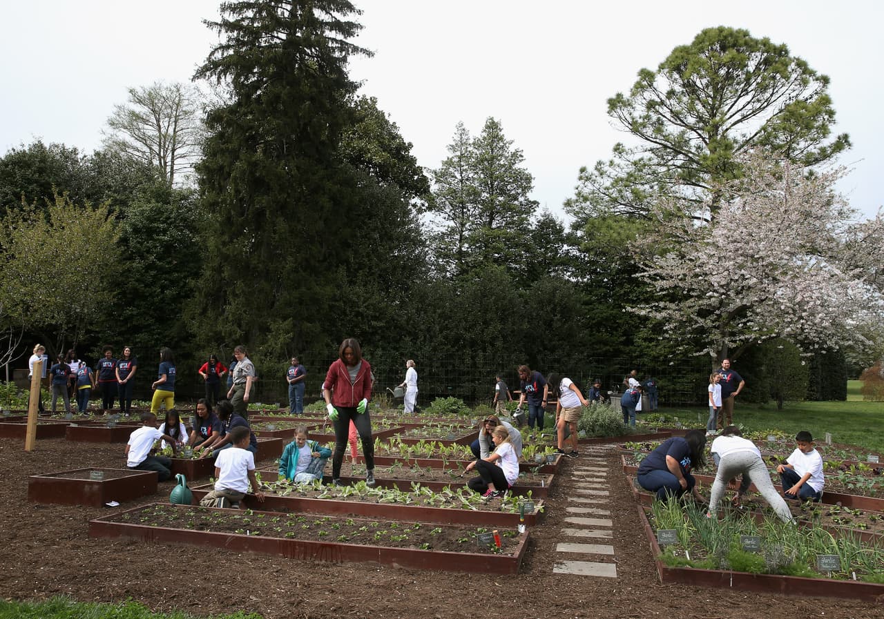 La idea de mantener un huerto en la Casa Blanca nació de Eleanor Rooselvelt cuando era primera dama, en tiempos de la Segunda Guerra Mundial. Todo lo que se ha producido en el Garden Kitchen White House ha sido donado a refugios para personas sin hogar en Washington y sus cercanías.