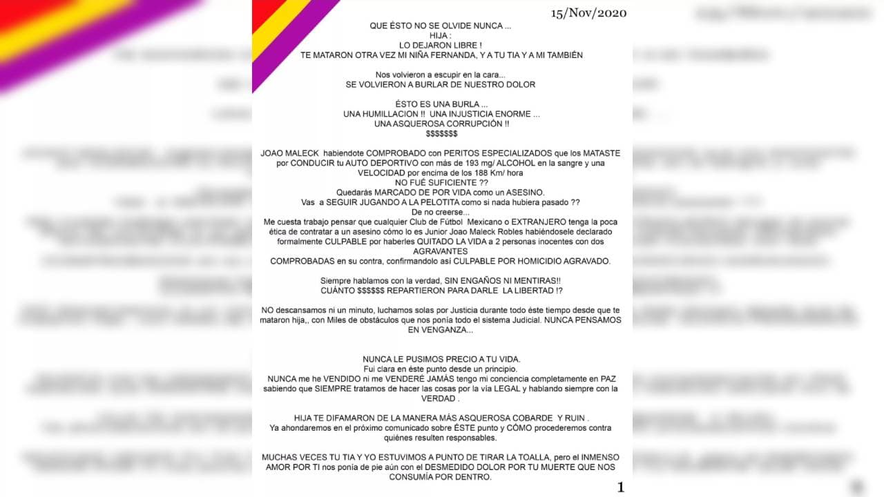 Comunicado sobre fallo a favor de Joao Maleck