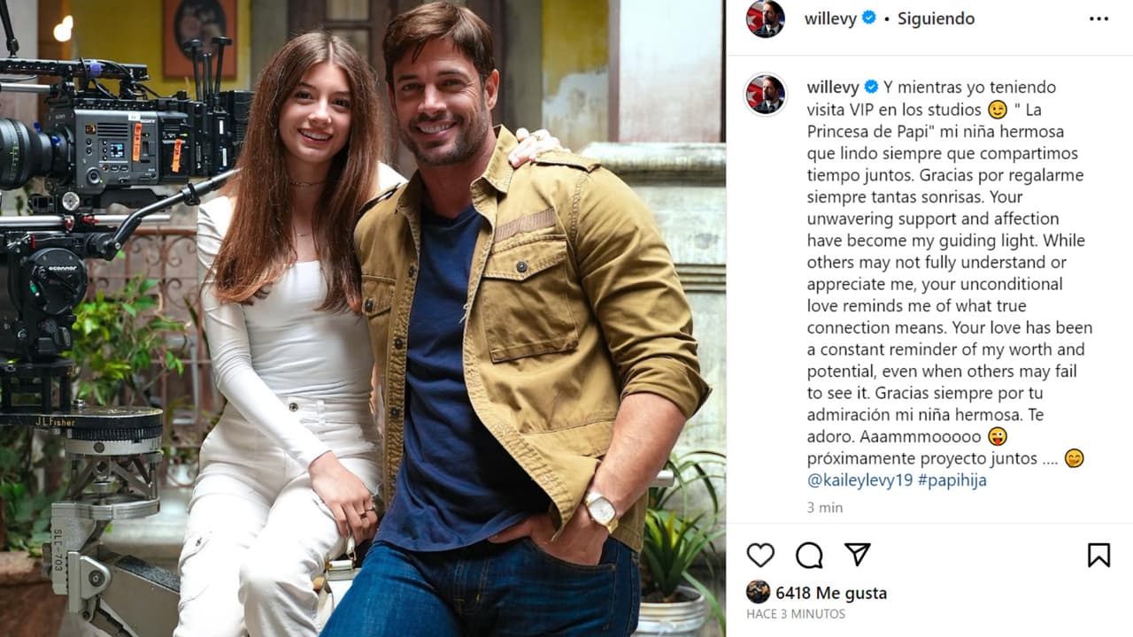 Este es el mensaje que William Levy dedicó a su hija tras la visita que le hizo en el set en México.