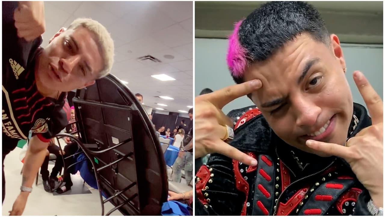 Eduin Caz se fue de "mala copa" y tiró al piso la mesa donde bebía con Grupo Firme