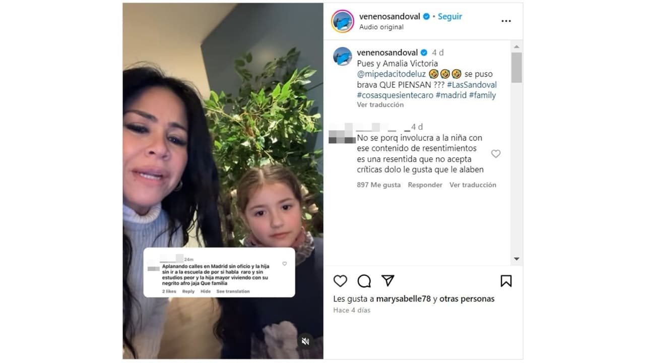 Carolina Sandoval y su hija Amalia Victoria se pronunciaron en Instagram.