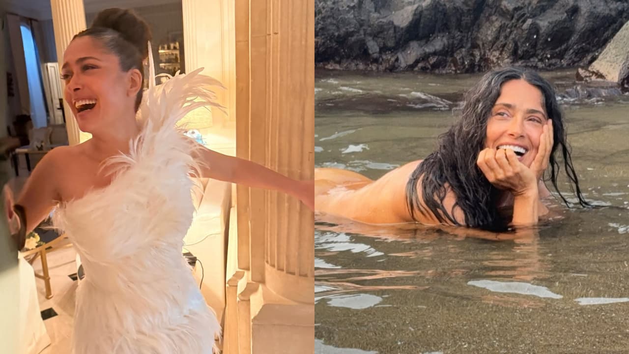 Salma Hayek festeja sus 60 años con dos fotos 'como Dios la trajo al mundo'