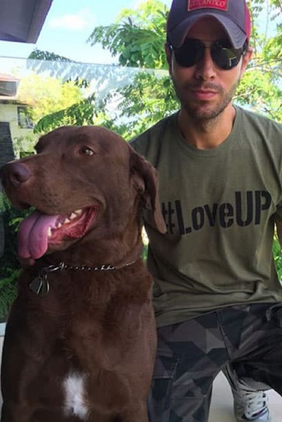 Este enorme animalito no se separa ni un instante de Iglesias y así es como posan para las redes sociales.