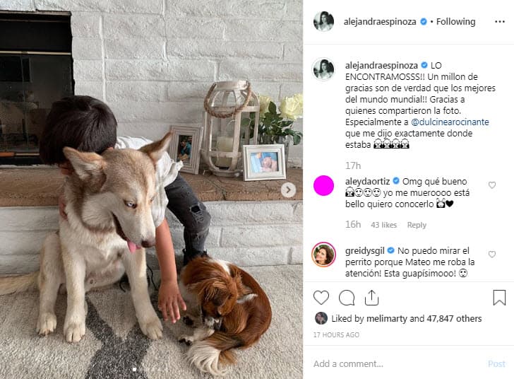 Horas más tarde, la presentadora lo recuperó y de inmediato expresó su emoción con una publicación en la red social.