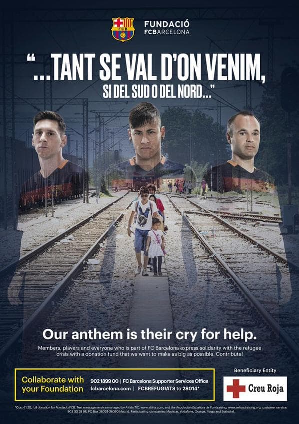 El Barcelona une fuerzas con la Cruz Roja para ayudar a los refugiados