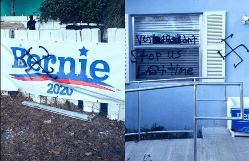 Denuncian que una oficina de Sanders en Florida fue vandalizada con esvásticas
