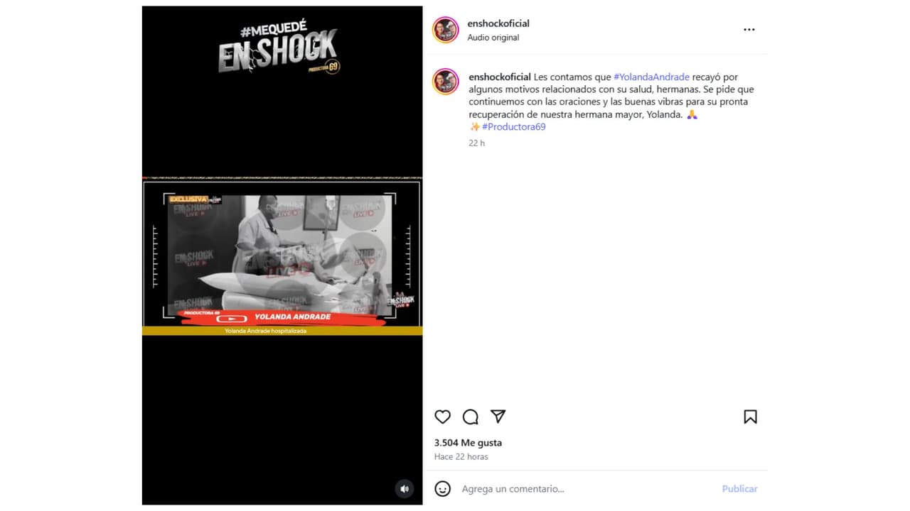 Yolanda Andrade habría ingresado al hospital hace algunos días.