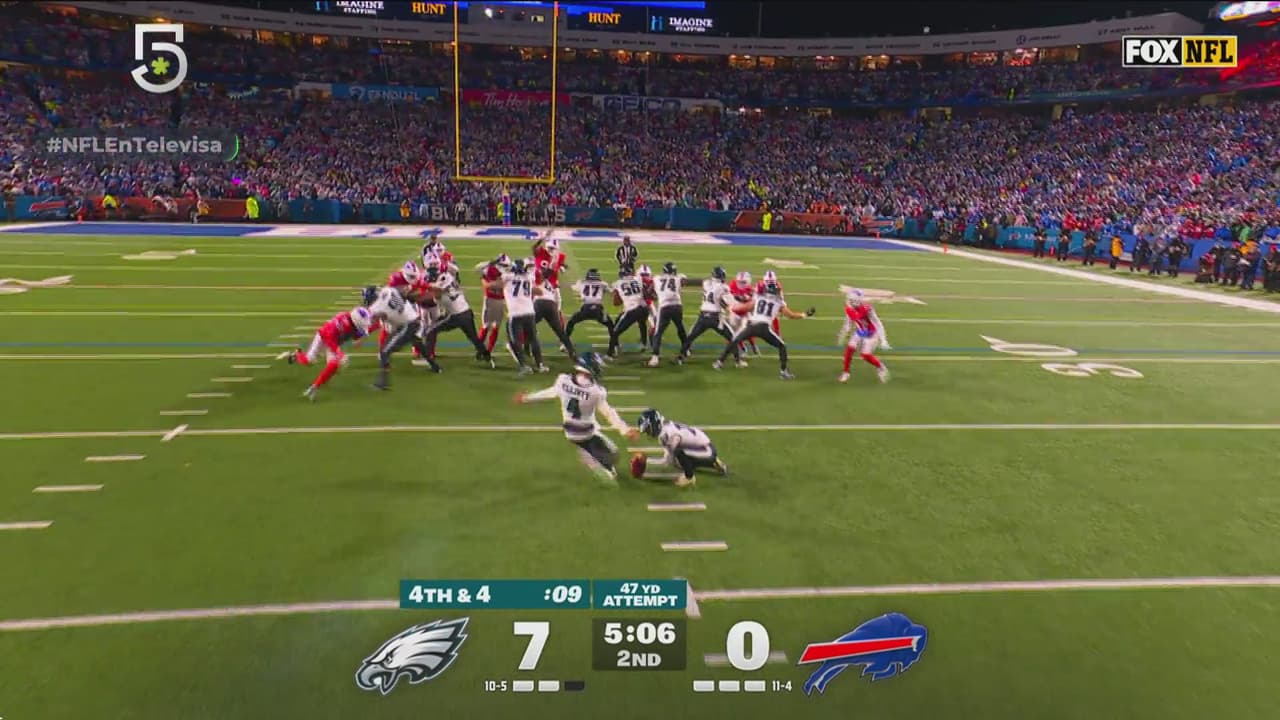Eagles aumenta ventaja vs. Bills con gol de campo ¡de casi 50 yardas!