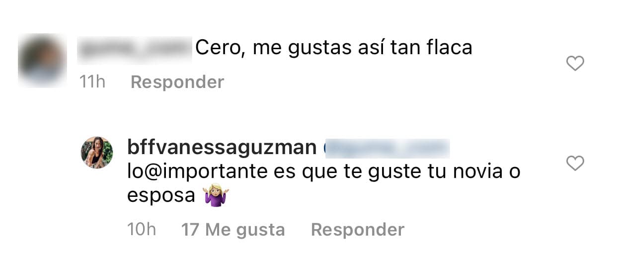 Aún así, hubo quienes continuaron expresándole su rechazo: "Lo importante es que te guste tu novia o esposa", respondió. 
<br>
