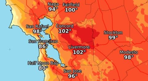Emiten alerta por temperaturas encima de los 100°F para este viernes en el Área de la Bahía