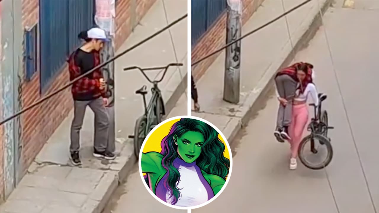 Joven carga a su novio alcoholizado con todo y bicicleta: su fuerza impacta a Internet (video)