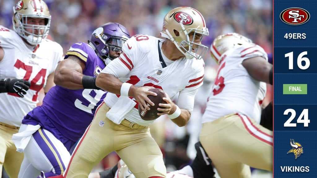 Tres intercepciones de Jimmy Garoppolo fueron determinantes en la derrota de San Francisco y en el triunfo de Minnesota. Kirk Cousins lanzó para 244 yardas con dos pases de touchdown.