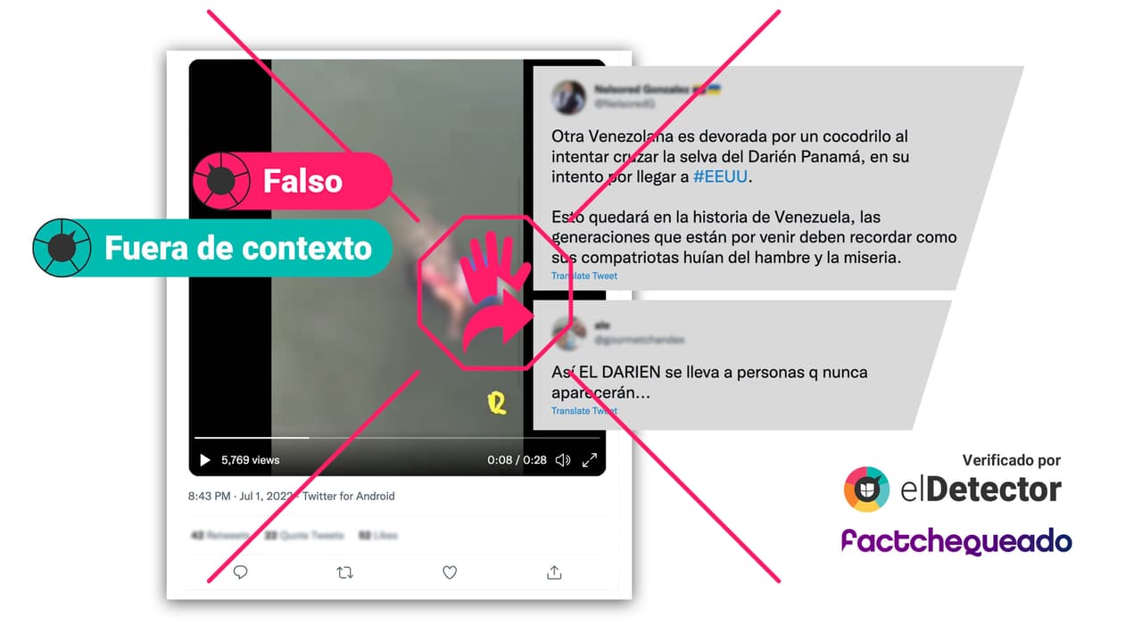 El video del cocodrilo que arrastra el cadáver de una mujer no es del Darién; es de Tamaulipas y fue en 2021