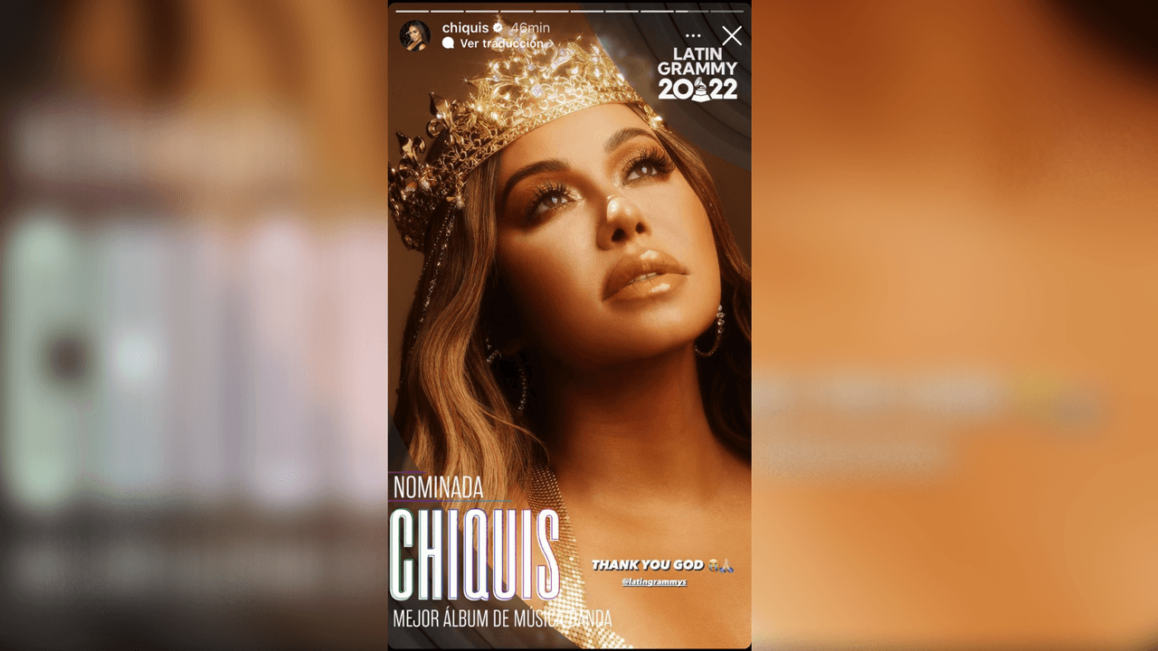 Chiquis, 
<a href="https://www.univision.com/famosos/chiquis-enciende-las-redes-con-candente-baile-y-provoca-revuelo-algunos-no-entienden-por-que-se-muestra-asi-video" target="_blank">está nominada por Abeja Reina</a> como Mejor Álbum de Música Banda, la misma categoría en la que ganó en 2020 su único Latin GRAMMY.