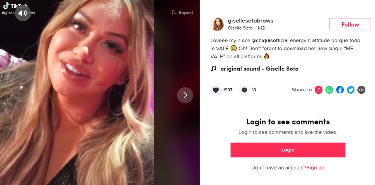 Chiquis también acude a ella para arreglar sus cejas, incluso, el 12 de noviembre le mandó un mensaje a Giselle a través de un video.
<br>