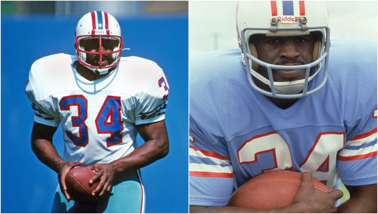 <b>#7 EARL CAMPBELL </b>| RB, Houston Oilers – 1978
<br>Simplemente el mayor poder en la historia de la NFL. Earl Campbell se abrió camino a través de la liga, liderando la NFL en yardas terrestres con 1,450 yardas como novato, 1,697 en su segundo año y 1,934 yardas en 1980. Piensa en esos números, y luego date cuenta de que lo hizo todo mientras atravesaba a la gente. Literal, y a menudo con 30 acarreos por juego. Una bestia.