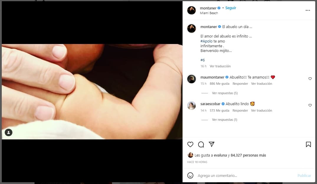 Ricardo Montaner comparte fotografía en la que aparece Apolo.