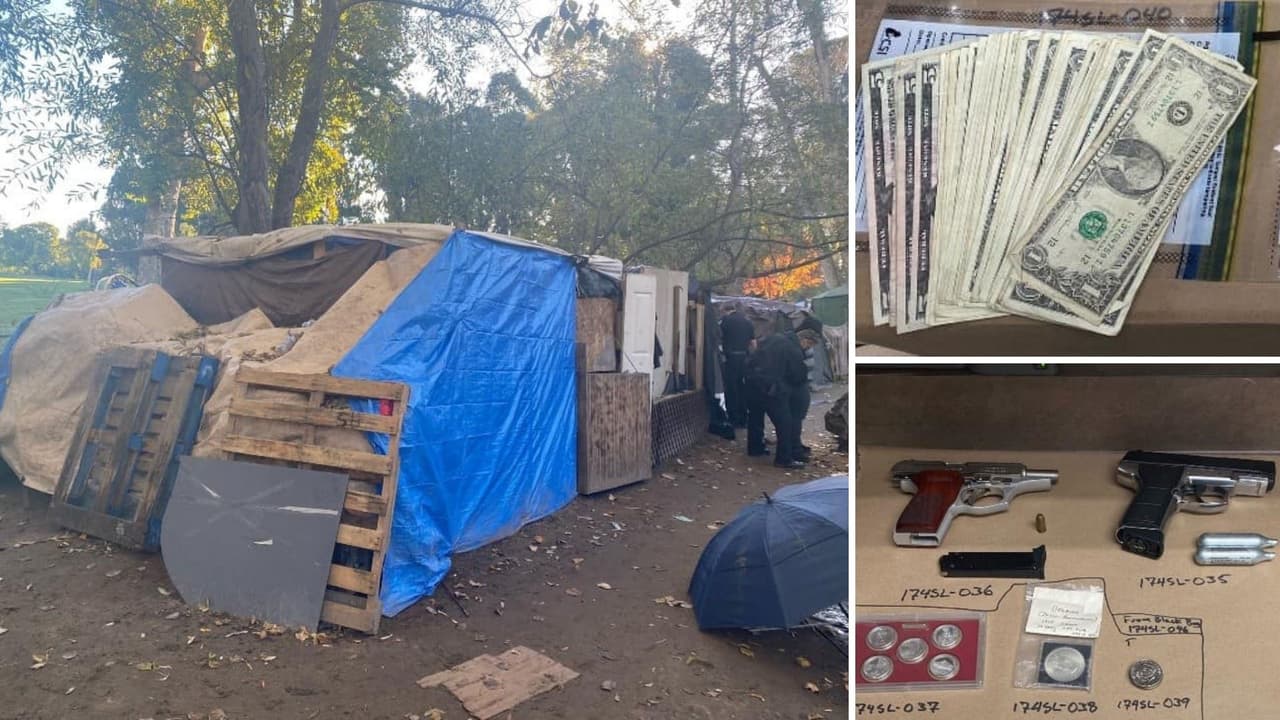 Sujeto escondía en campamento de indigentes fentanilo, heroína, metanfetamina, un arma de fuego cargada y $11,211 