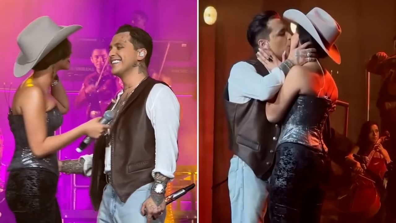 Nodal y Ángela Aguilar se dan su primer beso en la boca ante todos en medio de críticas por su romance