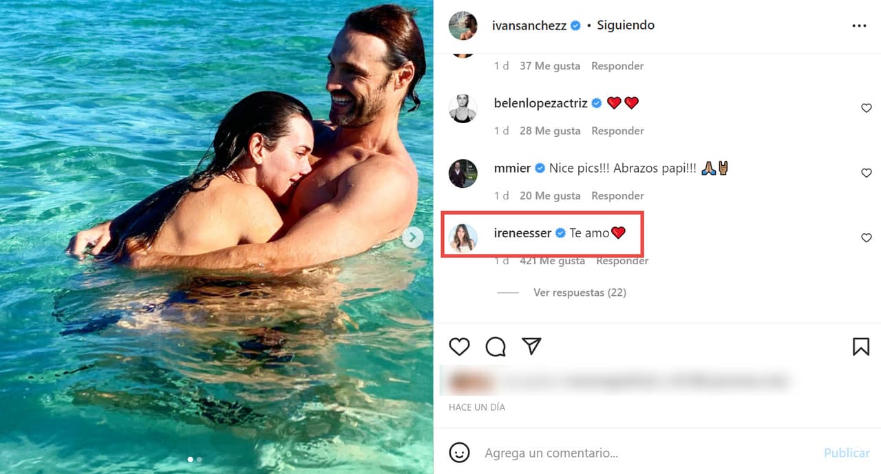 Por su parte Irene reaccionó en la publicación con un "Te amo".
<br>