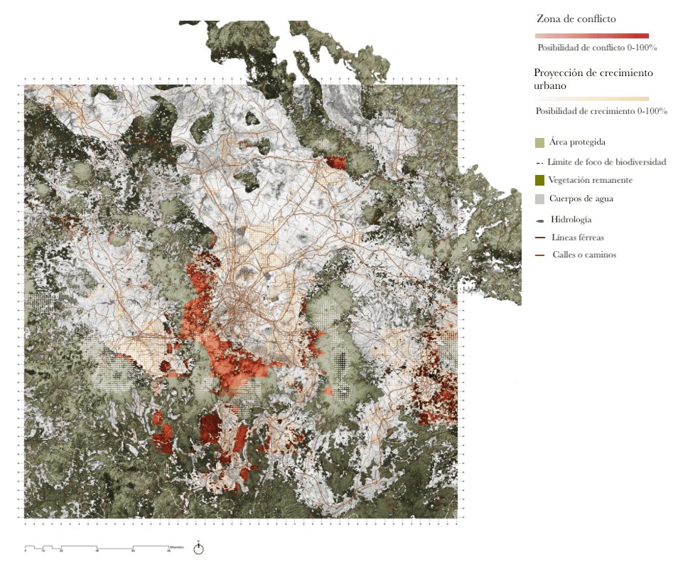 La megalópolis de Ciudad de México tendría zonas de conflicto entre la expansión urbana y la biodiversidad en el área cercana al Parque Nacional Cumbres del Ajusco.