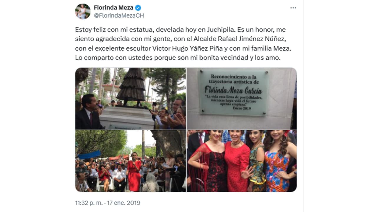 Así presumía Florinda Meza su escultura.
