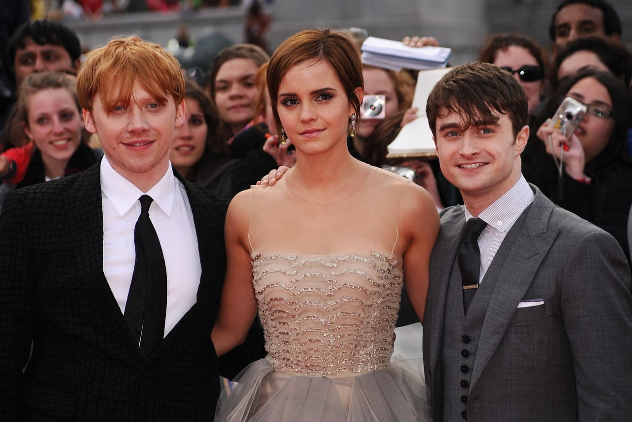 Rupert Grint, Emma Watson y Daniel Radcliffe en 2011