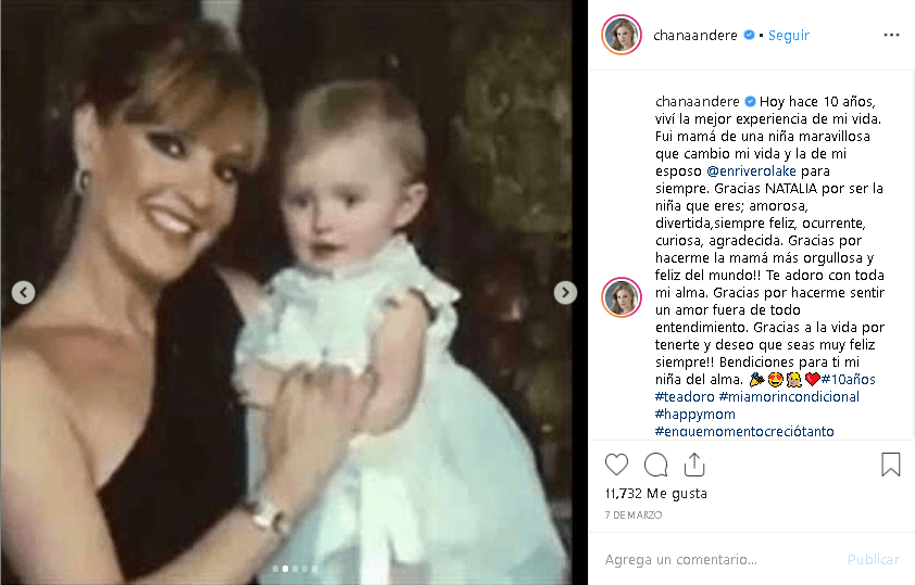 “¡Gracias por hacerme la mamá más orgullosa y feliz del mundo! Te adoro con toda mi alma. Gracias por hacerme sentir un amor fuera de todo entendimiento. ¡Gracias a la vida por tenerte y deseo que seas muy feliz siempre! Bendiciones para ti, mi niña del alma”.