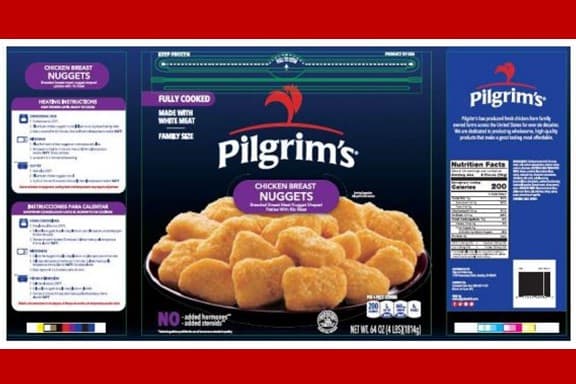 Retirarán casi 60,000 libras de nuggets de pollo en cuatro estados tras hallar trozos de goma en ellos