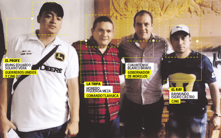 De izquierda a derecha: Irving Eduardo Solano Vera, Homero Figueroa Meza, Cuauhtémoc Blanco y Raymundo Isidro Castro Santiago.